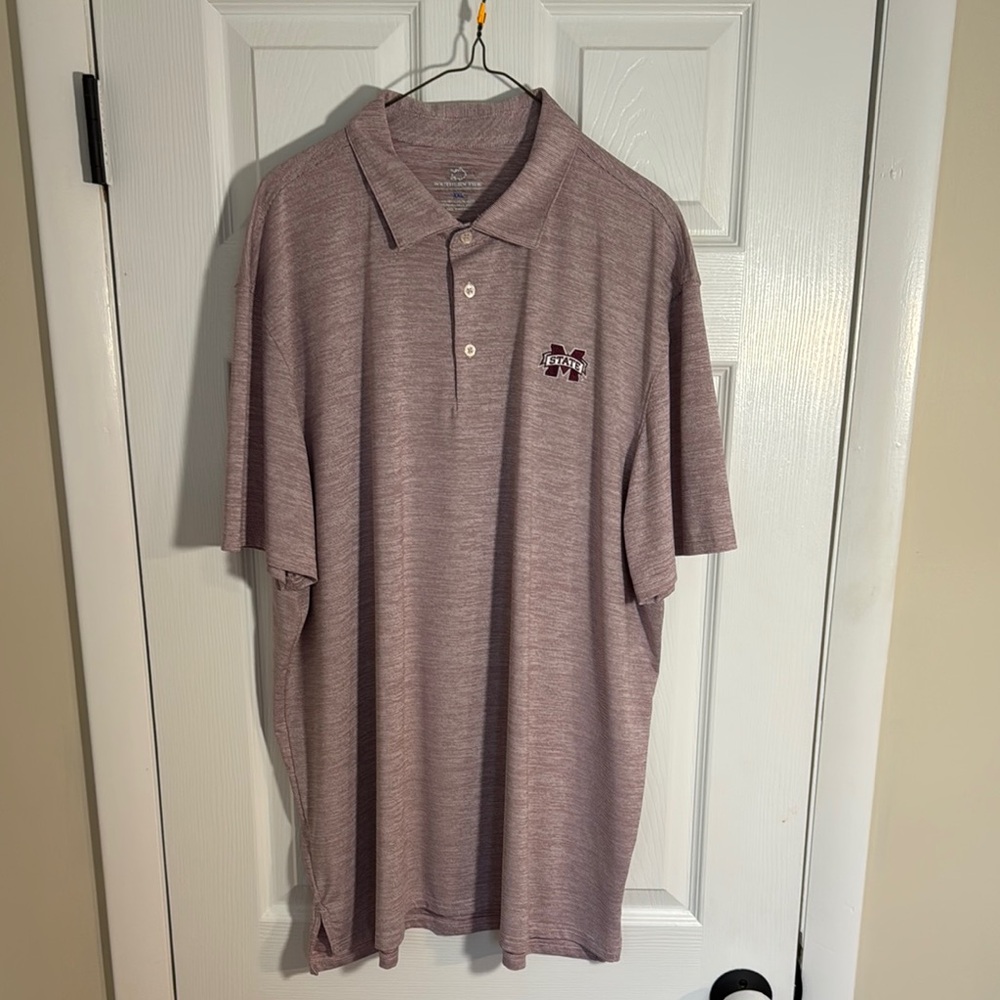 Southern Tide Mississippi State Maroon Heathered Polo Shirt Classic Casual